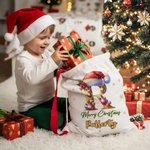 Personalized Star Santa Hat Shining Initial Drawstring Gift Bag with Name Merry Christmas Eve Party Favors for Girls Boys Kids