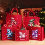 Personalized Cute Snowman Snowflake Large Jute Bag with Name and Year Christmas Party Gift for Kids