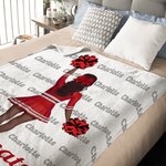 Personalized Cheerleading Cartoon Character Multicolor Soft Throw Blanket with Name Senior Night Game Day Team Gift for Cheerleaders Coaches