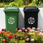 Personalised Set of 4 Floral Circle Wheelie Bin Stickers with Street Name and House Number Housewarming Birthday Gift for Family Friends