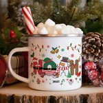 Personalized Santa Claus Snowman Elf Reindeer Design 12 oz Enamel Mug with Name Daily Use Christmas Gift for Boys Girls