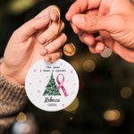 Personalized The Year I Beat A Cancer Acrylic Ceramic Ornament with Name Tree Decor Christmas Gift for Family Friends