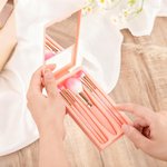 Personalized Gemstone Birth Flower Makeup Brush Travel Storage Box Set with Name Birthday Wedding Gift for Women