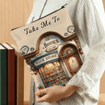Personalised Take Me To Bookstore Book Sleeve Cover with Name Zipper and Front Pocket Birthday Christmas Gift for Bookworms