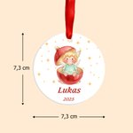 Personalisiertes Weihnachtsengel-Keramikornament in Herz- oder Rundform mit Namen Datum Weihnachtsbaum Haus Deko Weihnachtsgeschenk für Familie Freund