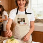 Personalized Snowman Elk Photo Adjustable Apron with Name and Pocket Cooking Handcraft Activities Autumn Birthday Christmas Gift for Friend Family