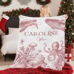Personalised Retro Style Ocean Animals Soft Throw Blanket with Name Nusery Decor Birthday Baby Shower Christmas Gift for Newborns Kids