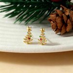 Personalized Birthstone Christmas Tree Star Stud Earrings Dainty Jewelry Anniversary Christmas Gift for Women