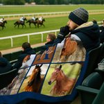 Personalized Nine-Square Grid Photo Horseshoe Soft Throw Blanket with Name and Initial Home Decor Equestrian Game Day Gift for Horse Lovers