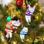 Personalised Funny Expression Cat Wooden Ornament with Name Home Decor Christmas Gift for Cat Owner Lover