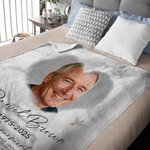 Personalised Heaven Pigeon Heart Photo Soft Throw Blanket with Name and Year Memorial Sympathy Gift for Family Friends