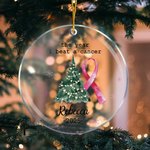 Personalized The Year I Beat A Cancer Acrylic Ceramic Ornament with Name Tree Decor Christmas Gift for Family Friends