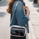 Personalized Multicolor Star Large Capacity Clear Crossbody Stadium Bag with Name and Tassel Daily Use Birthday Gift for Her Sports Lovers