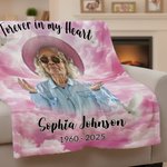 Personalized White Dove Heaven Photo Soft Throw Blanket with Name and Year Memorial Sympathy Gift for Family Friends