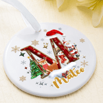 Personalized Cute Santa Claus Snowman Initial Ceramic Christmas Ornament with Name Tree Decor Christmas Gift for Friends Family