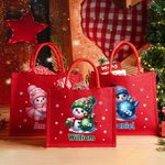 Personalized Cute Snowman Snowflake Large Jute Bag with Name and Year Christmas Party Gift for Kids