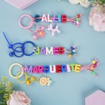 Personalized Multicolor Name Beads Flower Balloon Dog Handmade Bag Tag Keychain Birthday Friendship Gift for Kids Teenagers Girls