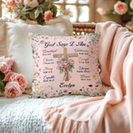 Personalised Birth Flower Cross God Says I Am Soft Cushion Cover with Name  Home Decor Baptism Christmas Gift for Famlily Friends Christians
