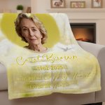 Personalised Heaven Pigeon Heart Photo Soft Throw Blanket with Name and Year Memorial Sympathy Gift for Family Friends