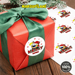 Personalised Christmas Long Tailed Marsupilami Set of 2 Waterproof Stickers Labels with Name Christmas Gift for Family Kids | Callie × Marsupilami®