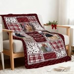 Personalized Photo Comfort Message Plaid Soft Throw Blanket with Name Home Decor Memorial Sympathy Gift for Family Friends