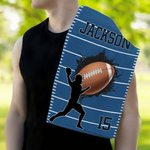 Personalized Character Silhouette Sports Towel with Name Number and Hanging Clip Game Day Birthday Gift for Sports Lovers