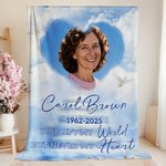 Personalised Heaven Pigeon Heart Photo Soft Throw Blanket with Name and Year Memorial Sympathy Gift for Family Friends