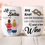 Personalised Me and My Besties Cartoon Character 12 oz Insulated Wine Tumbler with Names Birthday Bride Party Anniversary Gift for Besties