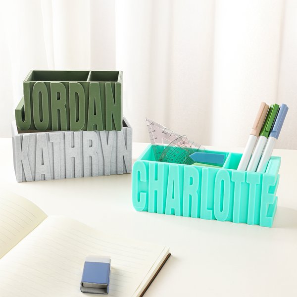 Personalized 3D-Printed Pen Holder with Name and 2 Compartments Back to School Birthday Christmas Gift for Teacher Student