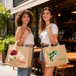 Personalized Gemstone Birth Flower Jute Bag with Name Anniversary Birthday Gift for Women