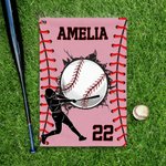 Personalized Character Silhouette Sports Towel with Name Number and Hanging Clip Game Day Birthday Gift for Sports Lovers