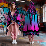 Personalised Graffiti-Style Multicolor Hooded Blanket with Name  Home Decor Birthday Christmas Gift for Teenagers Friends Graffiti Lovers