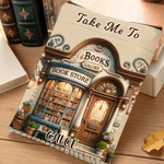 Personalised Take Me To Bookstore Book Sleeve Cover with Name Zipper and Front Pocket Birthday Christmas Gift for Bookworms