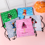 Personalized Cartoon Cheerleader Waterproof Wear-Resistant Drawstring Bag with Team Name Cheer Practice Senior Night Game Day Gift for Cheerleaders