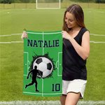 Personalized Character Silhouette Sports Towel with Name Number and Hanging Clip Game Day Birthday Gift for Sports Lovers