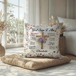 Personalised Birth Flower Cross God Says I Am Soft Cushion Cover with Name  Home Decor Baptism Christmas Gift for Famlily Friends Christians