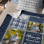 Personalized Photo Comfort Message Plaid Soft Throw Blanket with Name Home Decor Memorial Sympathy Gift for Family Friends