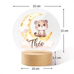 Veilleuse LED Acrylique Personnalisée avec Nom et Motif d'Animal Décoration de Chambre avec Socle en Bois Cadeau Anniversaire Noël pour Enfant Bébé