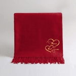 Personalised Double Heart Embroidery Multicolor Super Soft Tassel Warm Scarf with Name and Date Christmas Birthday Anniversary Gift for Couple