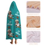 Personalized Face Photo Football Cartoon Character Soft Hooded Blanket with Name and Number Home Decor Birthday Match Day Gift for Sports Lovers