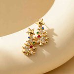 Personalized Birthstone Christmas Tree Star Stud Earrings Dainty Jewelry Anniversary Christmas Gift for Women