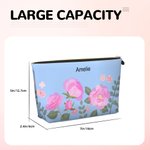 Personalised Watercolour Flowers Portable Makeup Bag with Name Travel Essential Birthday Gift for Women