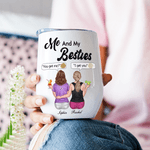 Personalised Me and My Besties Cartoon Character 12 oz Insulated Wine Tumbler with Names Birthday Bride Party Anniversary Gift for Besties