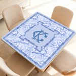 Alfombrilla de Mahjong personalizada con monograma de flores azules y blancas y bolsa de almacenamiento Accesorio de juego Regalo de cumpleaños navideño para los amantes del Mahjong