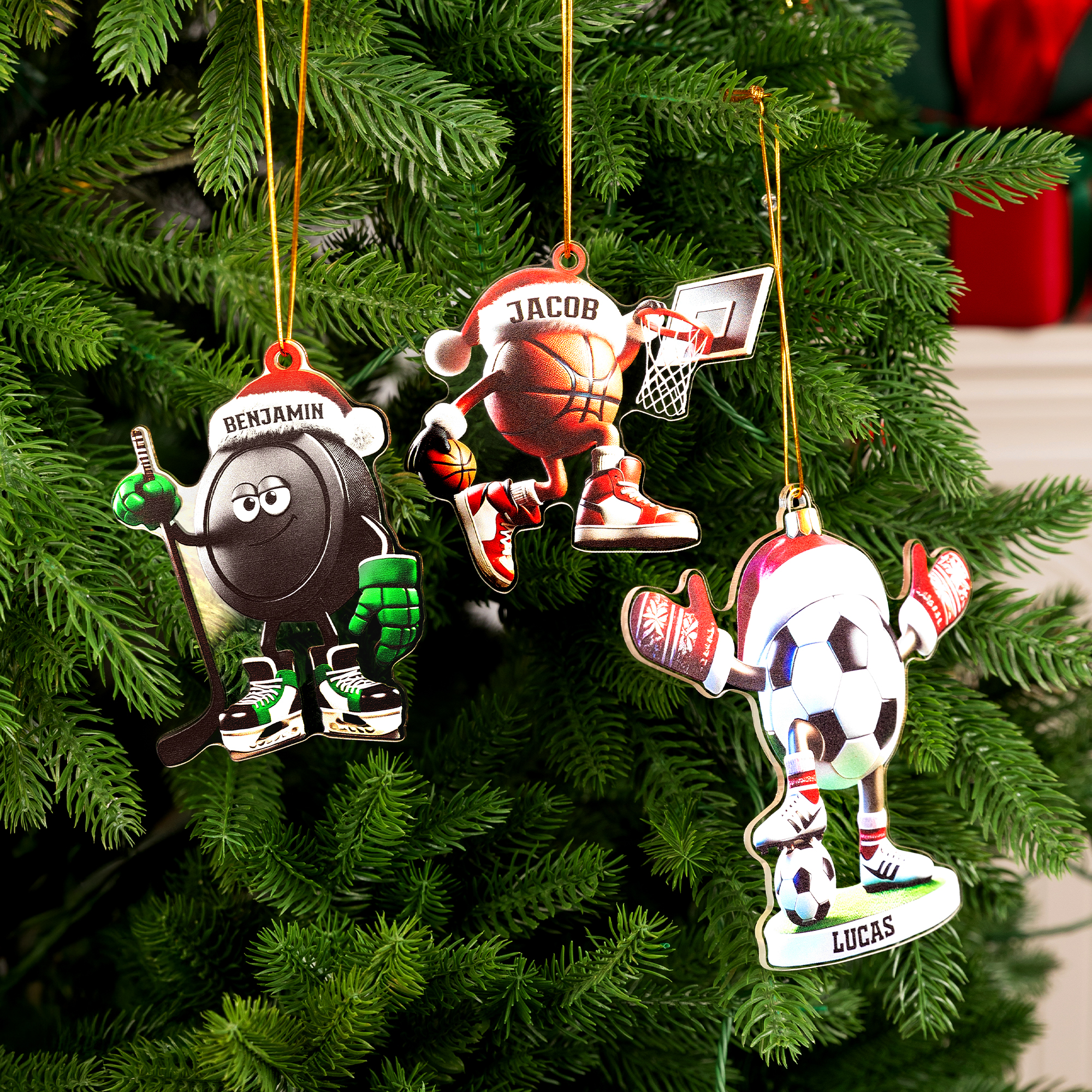 Ornement de Noël en acrylique multisport personnalisé avec nom Cadeau de Noël pour les athlètes et les entraîneurs