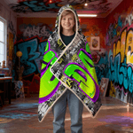 Personalised Graffiti-Style Multicolor Hooded Blanket with Name  Home Decor Birthday Christmas Gift for Teenagers Friends Graffiti Lovers
