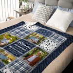 Personalized Photo Comfort Message Plaid Soft Throw Blanket with Name Home Decor Memorial Sympathy Gift for Family Friends