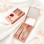 Personalized Gemstone Birth Flower Makeup Brush Travel Storage Box Set with Name Birthday Wedding Gift for Women