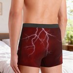 Personalised Lightning Property Of 3 Face Photos Men's Boxer Brief Underwear with Name Birthday Valentine's Day Gift for Husband Boyfriend