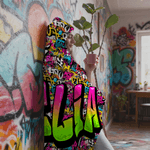 Personalised Graffiti-Style Multicolor Hooded Blanket with Name  Home Decor Birthday Christmas Gift for Teenagers Friends Graffiti Lovers